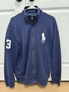 Ralph Lauren Navy Blue Full-Zip Track Jacket with White Pony